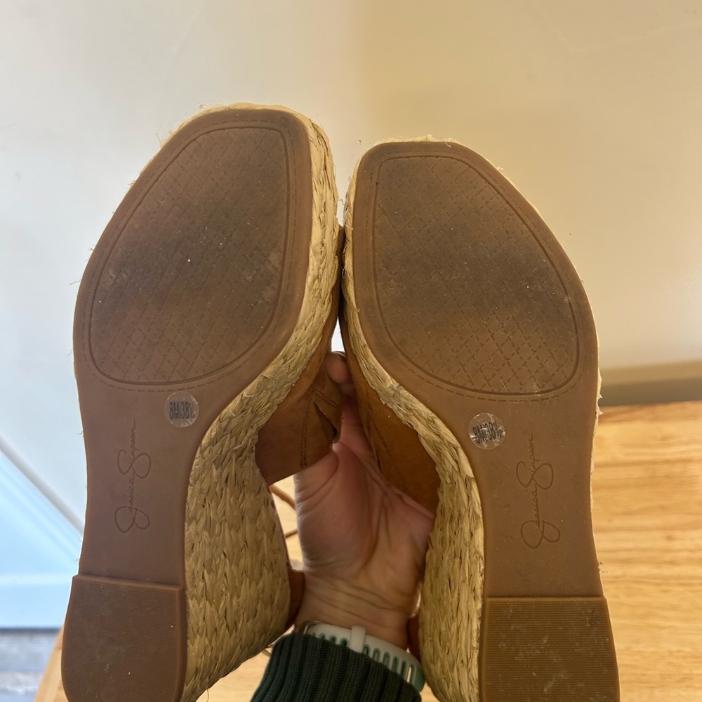Jessica Simpson Tan Suede Wedge Sandals - Picture 5 of 7